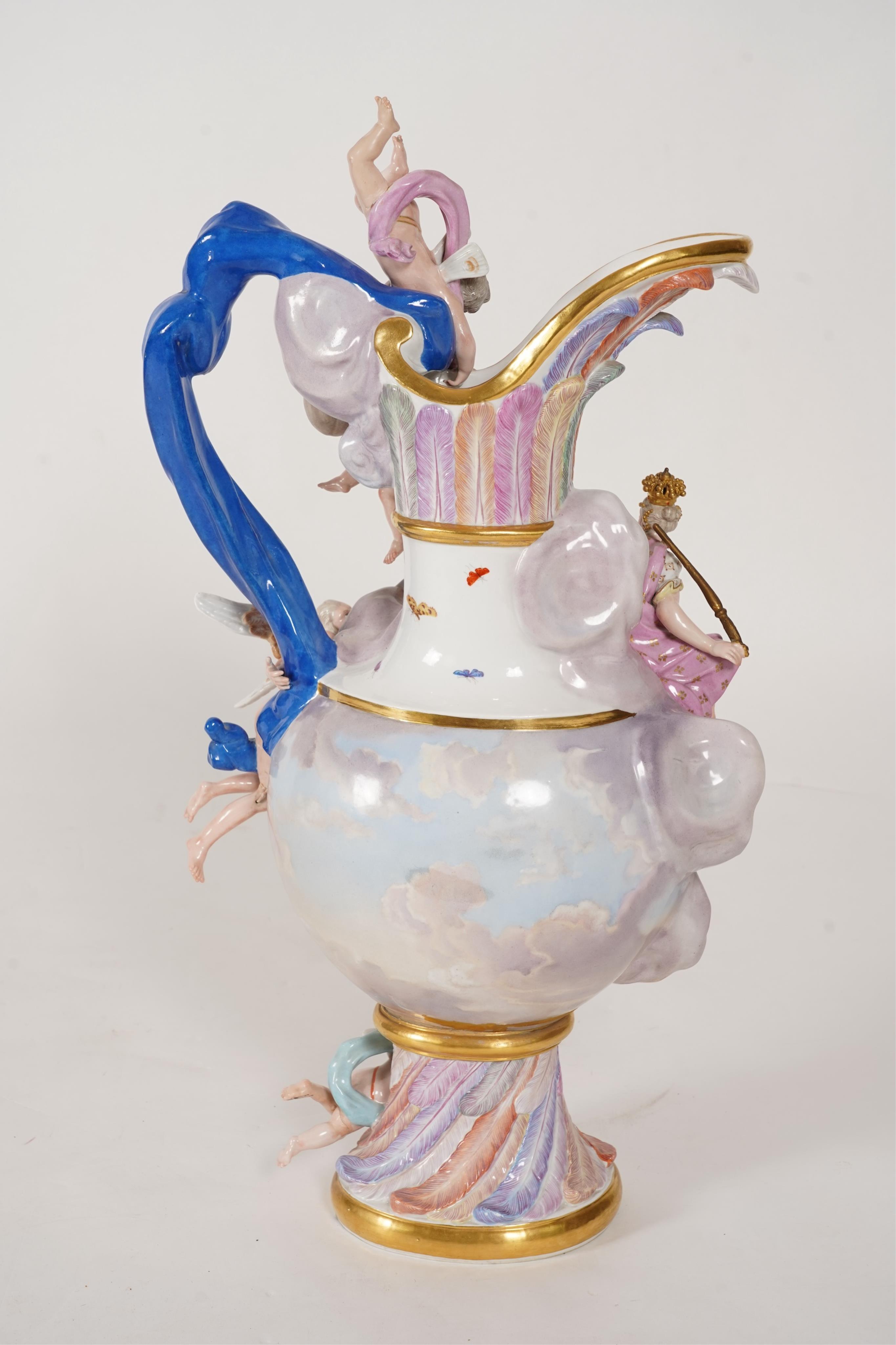 A large Meissen ‘Elements’ ewer, emblematic of air, late 19th century